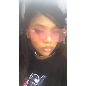Lovely Fashion Square Sunglasses Women's Pink Frameless Transparent Style